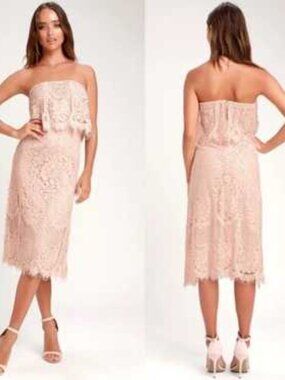 Lulus blush pink strapless lace dress